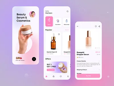 Beauty Cosmetic App android app app design beauty app beauty product app cosmetic app cosmetic ecommerce app cosmetics app ecommerce app ios mobile mobile app online shopping app salon app serum app shopping app virtual ar app