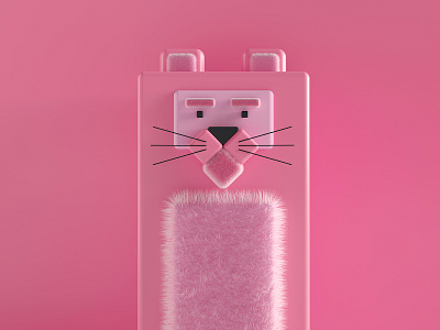 Cubby is a cartoon cat who likes to archive data 3d cube design fur graphic design illustration pink square