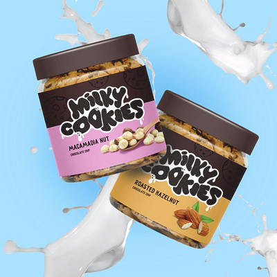 Milky Cookies Label Packaging brand identity branding design font graphic design illustration jar logo packging vector