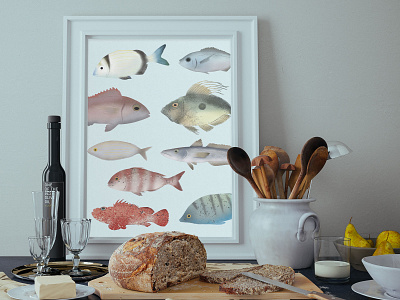 Fishes. adriatic adriaticsea clean design digital art digitalillustration fish fishes illustration minimalism