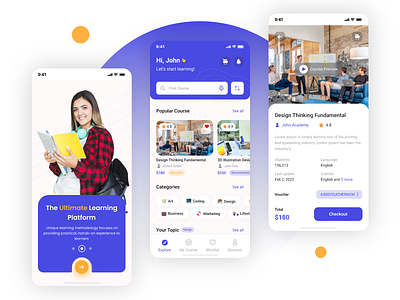 E-Learning Mobile App adobe xd app application design branding design e learning expert expert designer figma hire me illustration landingpage logo mobile app mobile app development photoshop software ui ux