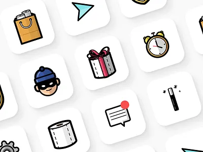 Icon Pack | TP PANIC - Mobile Game app character chat clock design graphic design icon icons illustration messages mobile product design send settings ui ux vector videogames