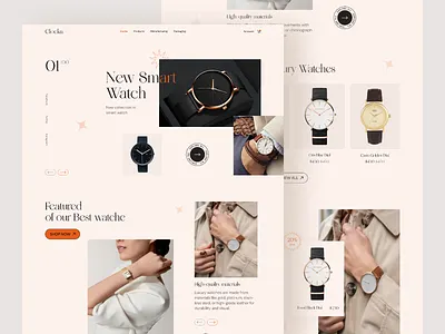 Clocku - Watch Shop Landing Page Website Design app apple watch clock creative design designagency designkuthir ecommerce ecommerce website design hand watch homepage minimal product ui product website smartwatch uiux design watch watch landing page website design woocommerce