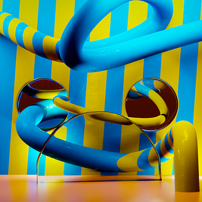 yellow blue abstraction 3d blender3d graphic design
