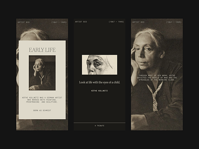 Käthe Kollwitz Tribute Site creative ui design editorial etching kathe kathe kollwitz kollwitz linocut magazine portfolio site tribute tribute site ui animation website