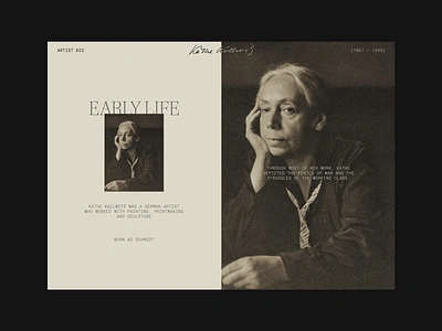 Käthe Kollwitz Tribute Site branding creative ui design double photo editorial illustration kathe kollwitz käthe käthe kollwitz layout logo magazine tribute site two photos ui ui animation website