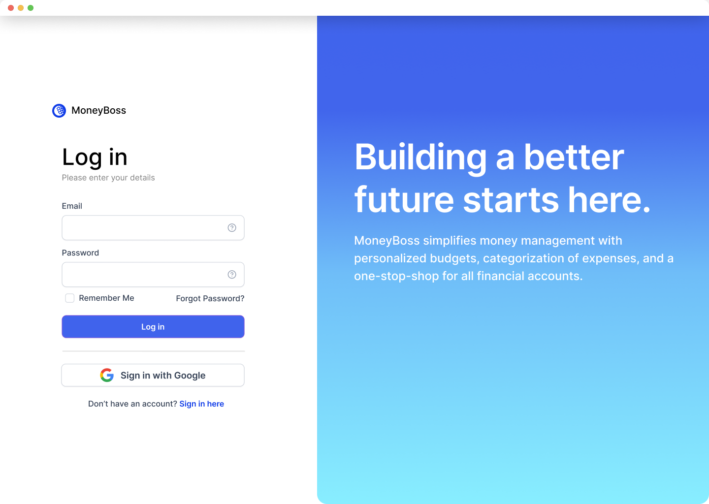 Log In page app ui ux website