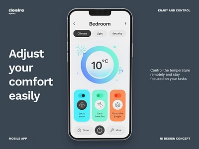 App | Temperature Control animation app design branding comfort control dashboard design desire agency graphic design illustration logo mobile mobile ui motion motion graphics remote temperature ui