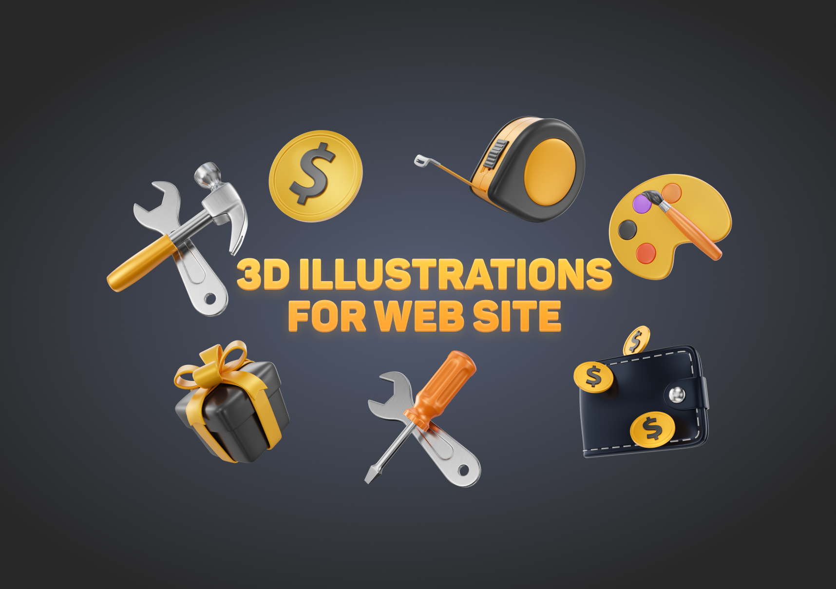 3d icons for landing page 3d blender c4d coins icon illustration paints render rendering tool ui wallet web design