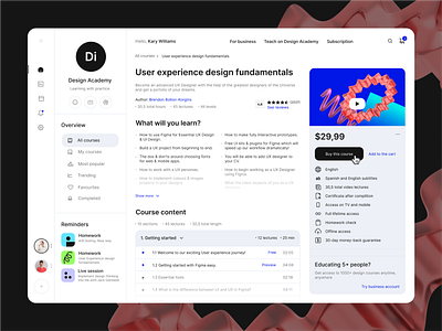Course Page 2023 adobe illustrator awards colorful course page dashboard dashboard design design design academy figma interface interface design learning platform platform price ui ui design ui ux ux ux design