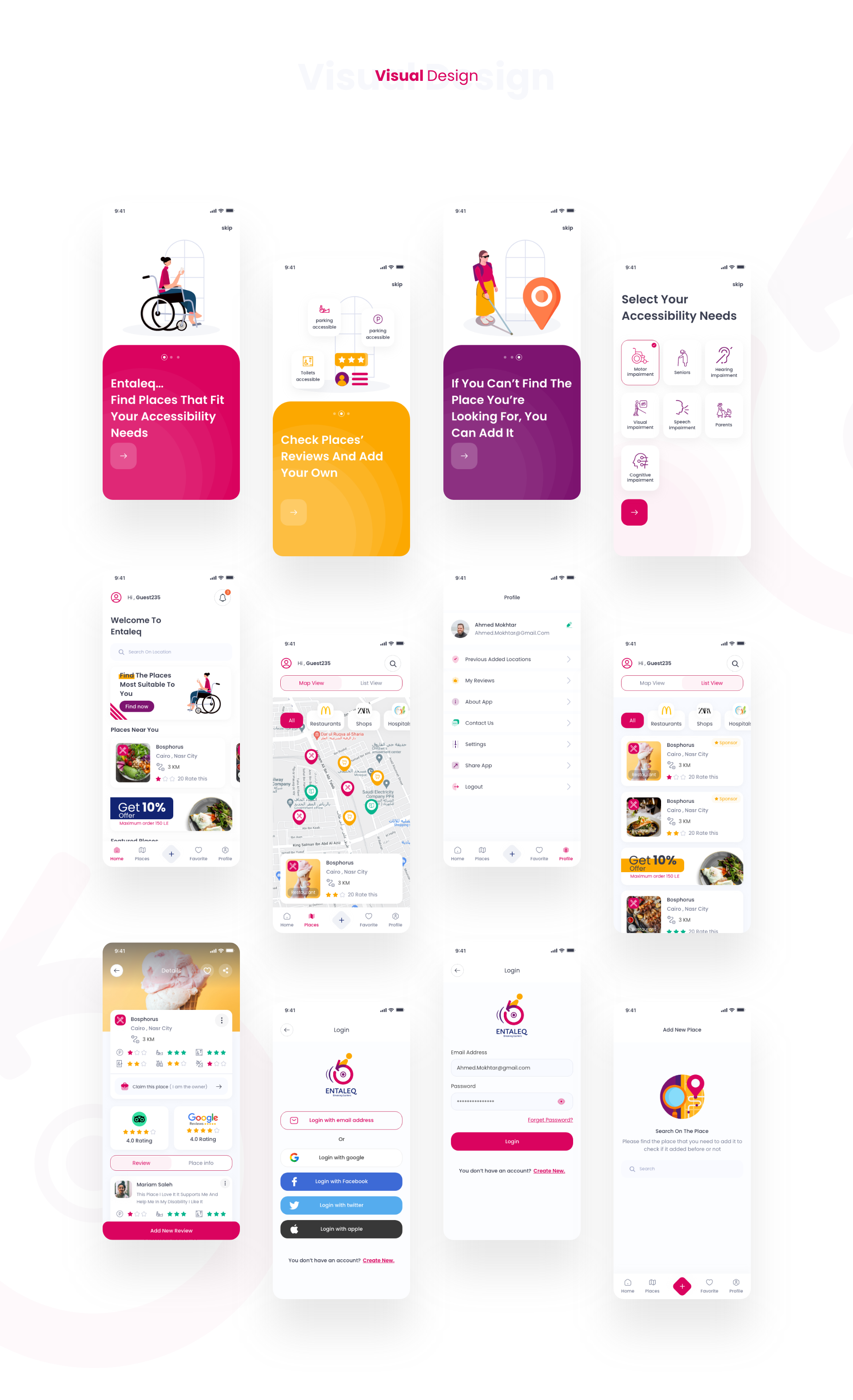 Entaleq Disability App accessible blind people design disabilities disability home page mobile app ui ux