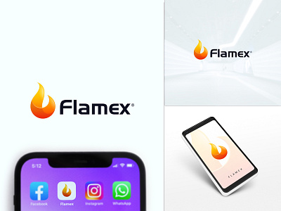 Flamex Logo With Branding abstract app branding creative design fire logo flame logo graphic design illustration internet logo media mobile nature nature logo software software logo ui vector website