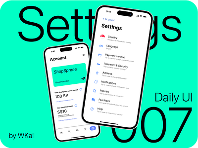Daily UI :: 007. Settings. app dailyui design ui