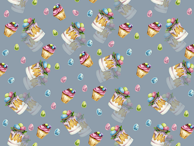 Easter seamless watercolor pattern branding design easterbreadillustration easteregg easterpattern foodillustration foodpattern happyeaster illustration logo muffinillustrattion pattern watercolorillustration watercolorpattern