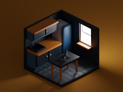 Isometric Kitchen room 3d graphic design illustration isometric kitchen room