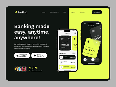 Banking Mobile App - Landing Page app banking home page homepage landing landing page landingpage web web design webdesign website