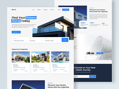 69.Home Real Estate Website animation app art branding design figma graphic design illustration landing page real estate real estate web design real estate website ui ux web design website website design