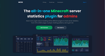 Minecraft Server Statistics dashboard graphic design statistics