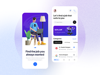Job Finder Mobile App app apps career opportunities figma hiring now job job finder job hunt job listing job opening jobsearch minimal mobile app ui ui design ux design
