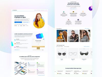 Glasses virtual try-on app | Landing page catalogue layout figma frenchtech glasses marketplace good mood landing light theme ui virtual try on