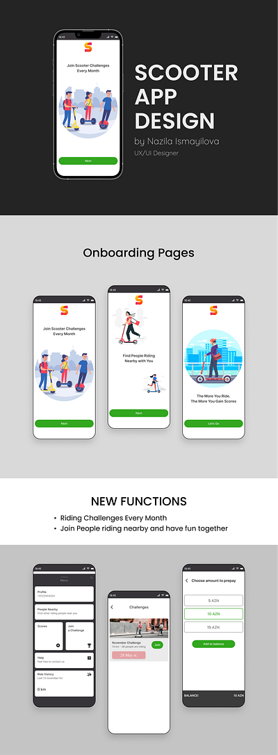 Scooter App Design and Added Features app design design interesting design layout mobile app design onboarding onboarding page design research scooter app ui user experience user interfaces user persona ux ux research