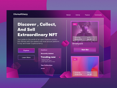 NFT web exploration branding design graphic design illustration landing page nft ui ux