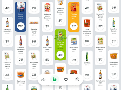Zabka Jush! clean design grocery product cards typo typography ui ux