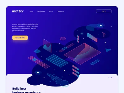 mottor — rebranding iterations concept corp site figma isometric isometric illustration landing landing page lead magnet lpmotor mottor neon rebranding redesign site builder site design space ui ui design web web design