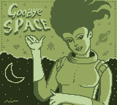 "Goodbye Space" art color pencil design draw dream gameboy graphic design illustration logo moon pixel art retro gaming space stars typography video game woman