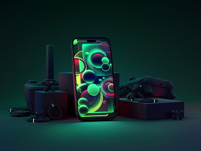 Entertainment - Iphone Pro Mockup banner 3d blender colorful green iphone iphonepro mockup neon ui ux