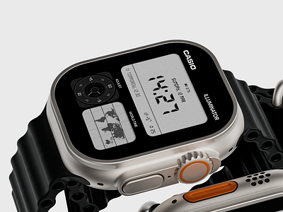 Casio Watch — Illuminator 1 app apple apple watch concept design graphic design ios minimal minimalism tech typography ui ux watch watch os wathfacedesign