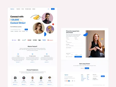 Textoni - Content Writing Platform Landing Page Design content platform freelance platform freelancer landing page ui ux visual design web design