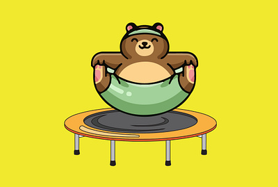 jumping bear cartoon bear cartoon cartoon character graphic design illustration jumping bear vector