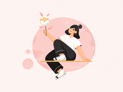 Romantic girl adobe illustrator app character colorful design flower gentle girl graphic design illustration romantic woman