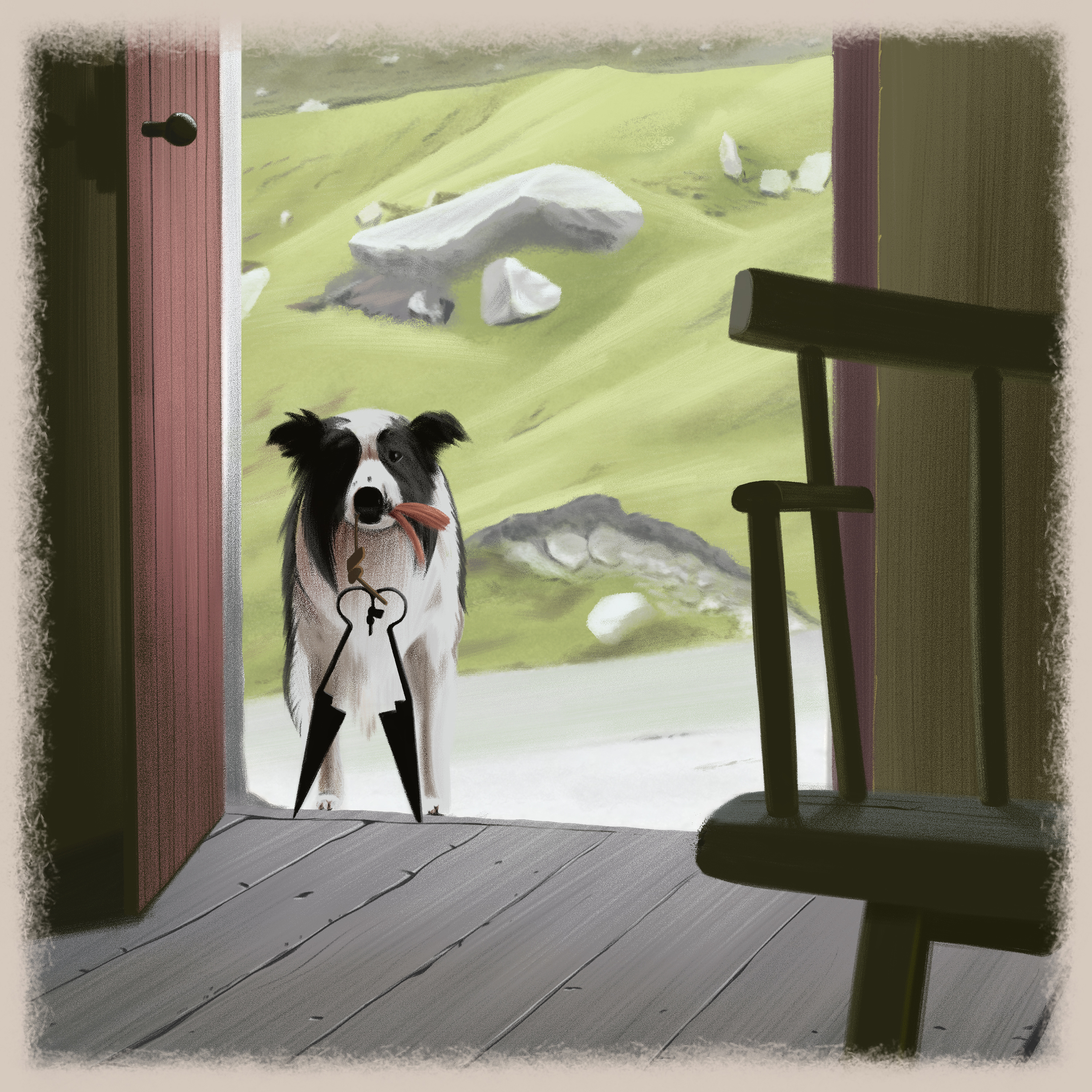 Inisherin dog artwork banshees of inisherin brush digital painting dog drawing fresco illustration irish movie farme