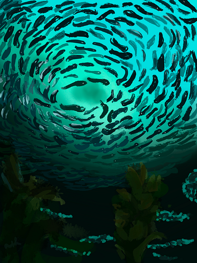 'under the fish' digital painting art blue concept art digital painting environment painting illustration procreate procreate on ipad under ocean vis dev