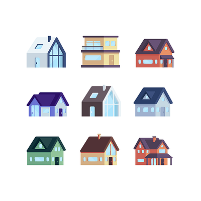 Isometric houses set affinity designer city cottage flat garage houses isometric modern set urban vector