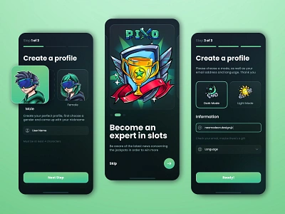 PIXO: User registration app design arcade blockchain game game ui gaming illustration interaction ios mobile app mobile app design mobile game interface nft p2e player product design pvp registration uiux user interface