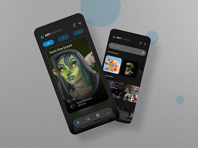 Artstation app redesign branding design graphic design mobile ui userinterface ux uxui
