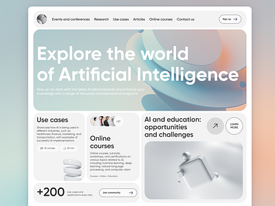 Artificial intelligence website concept 3d ai artificial design figma landing ui ux web