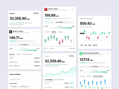 Dashboard Components Variations app cards charts collection components crypto dashboard dashboard elelements design system finance financial dashboard fintech form mobile app saas ui ux design web app