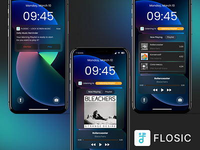 Flosic - Lock Screen Music App app design lock screen lockscreen mobile mobile app mobile app design mobile design mobile ui music music app music player reminder ui ui design uidesign