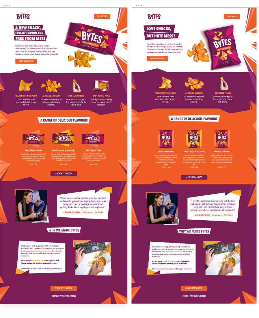 Product Test Landing Page design landing page pepsi product design snack design ui vector