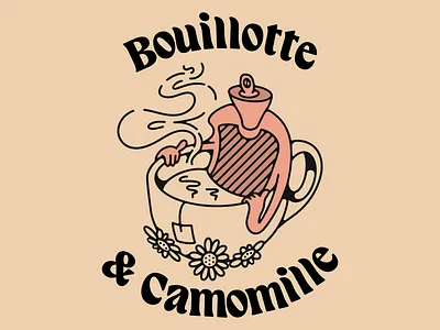 Bouillotte & Camomille art bathtube bouillotte branding camomille chill color cosy design drawing graphic graphic design illustration illustrator logo mood procreate tea winter