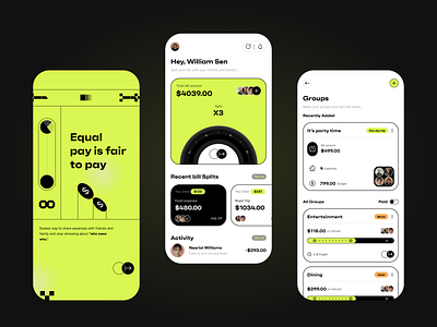 Bill Splitting App: Mobile Design app design fintech ui visual design