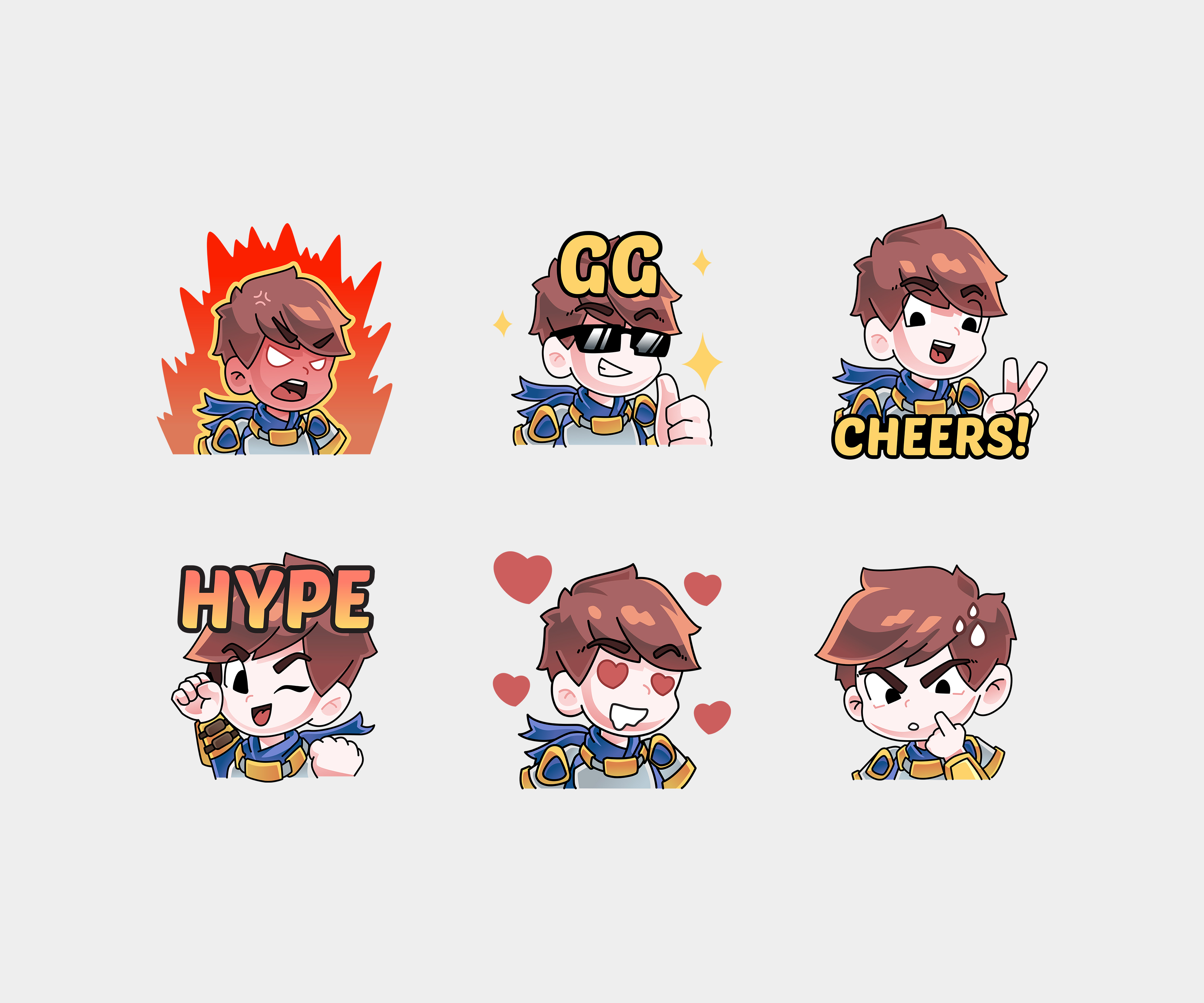 Twitch Emotes | Warrior Garen character cute character emote design emotes esport graphic design illustration mascot mascot character mascot design twitch emotes