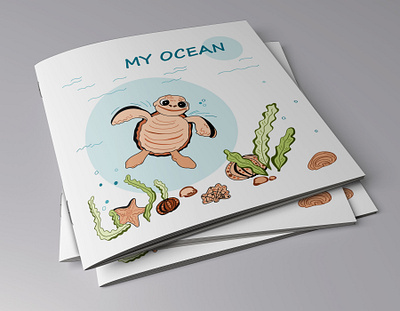 My ocean. Cute turtle for a children's book. branding childrens book cute animals design graphic design illustration ocean typography vector