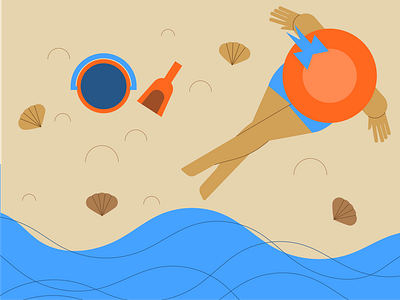 Summer | I wish it was summer already beach concept design editorial illustration limited colour palette summer
