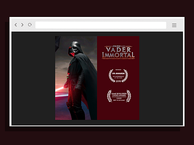 Vader Immortal - Awards Graphic award brand darth vader design graphic design social media star wars vader