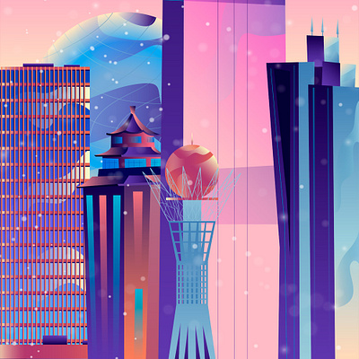 Astana: winter city | Wallpaper adobe astana city flat gradient illustration kazakhstan skyscrapers snow wallpaper winter